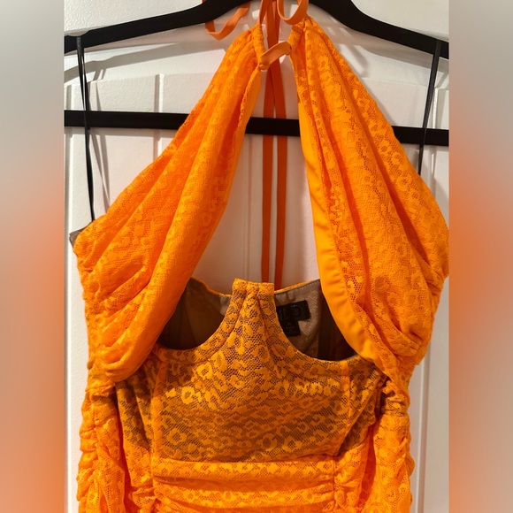 NBD Bright Orange Lace Dress - Picture 2 of 5